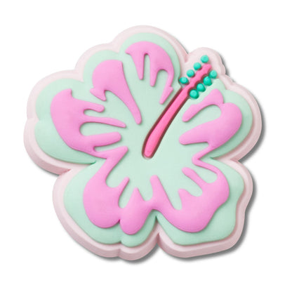 Turquoise And Pink Hibiscus Unisex Multi Jibbitz