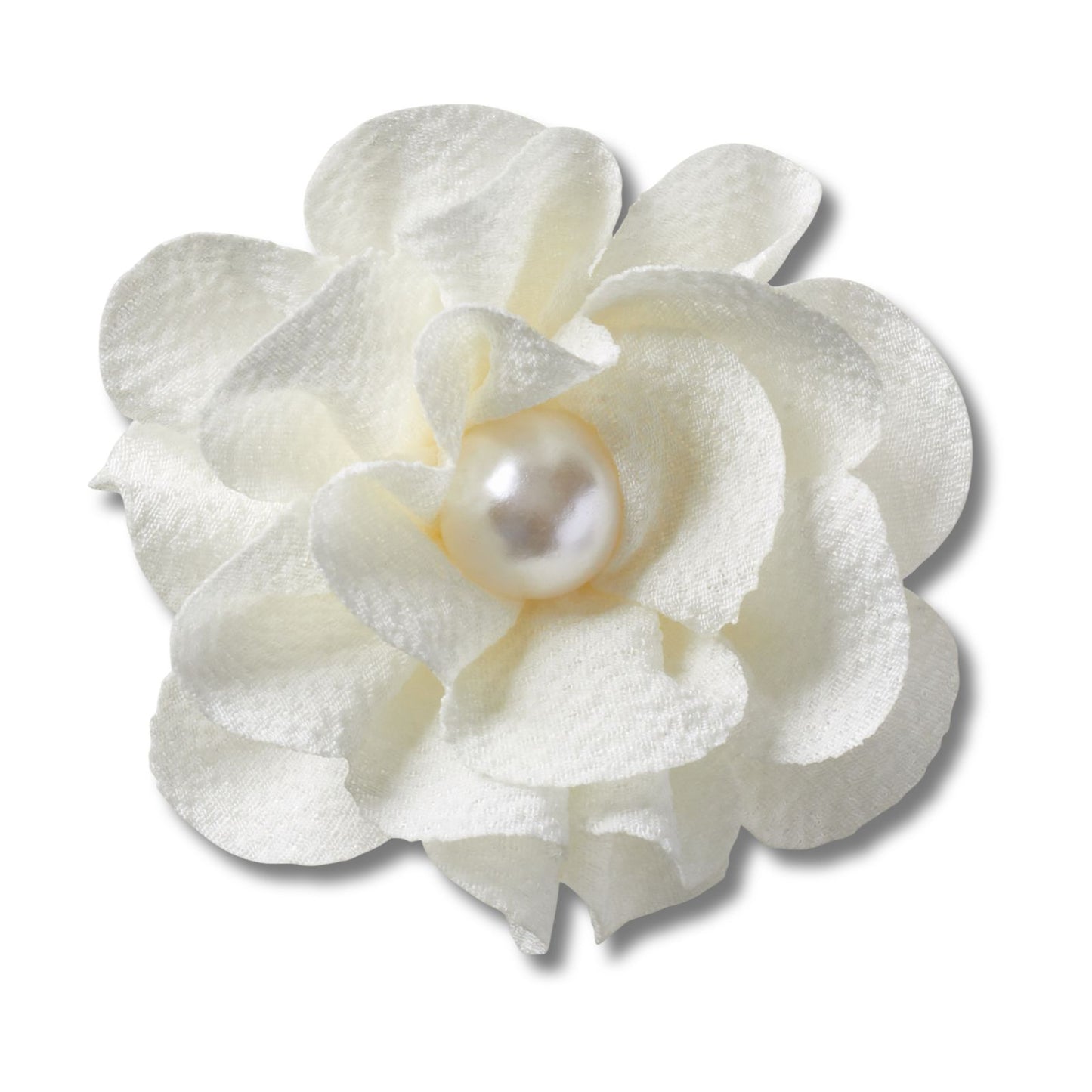 White Fabric Flower With Pearl Unisex Multi Jibbitz