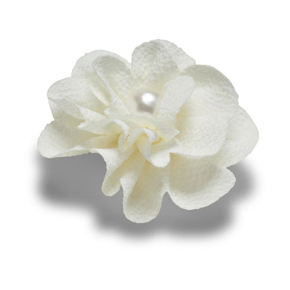 White Fabric Flower With Pearl Unisex Multi Jibbitz
