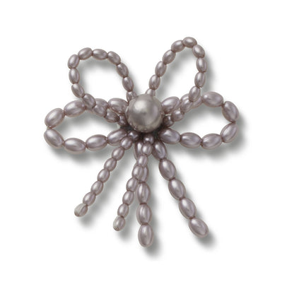 Black Pearl Beaded Bow Unisex Multi Jibbitz