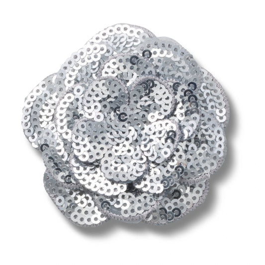 Silver Sequin Flower Jibbitz