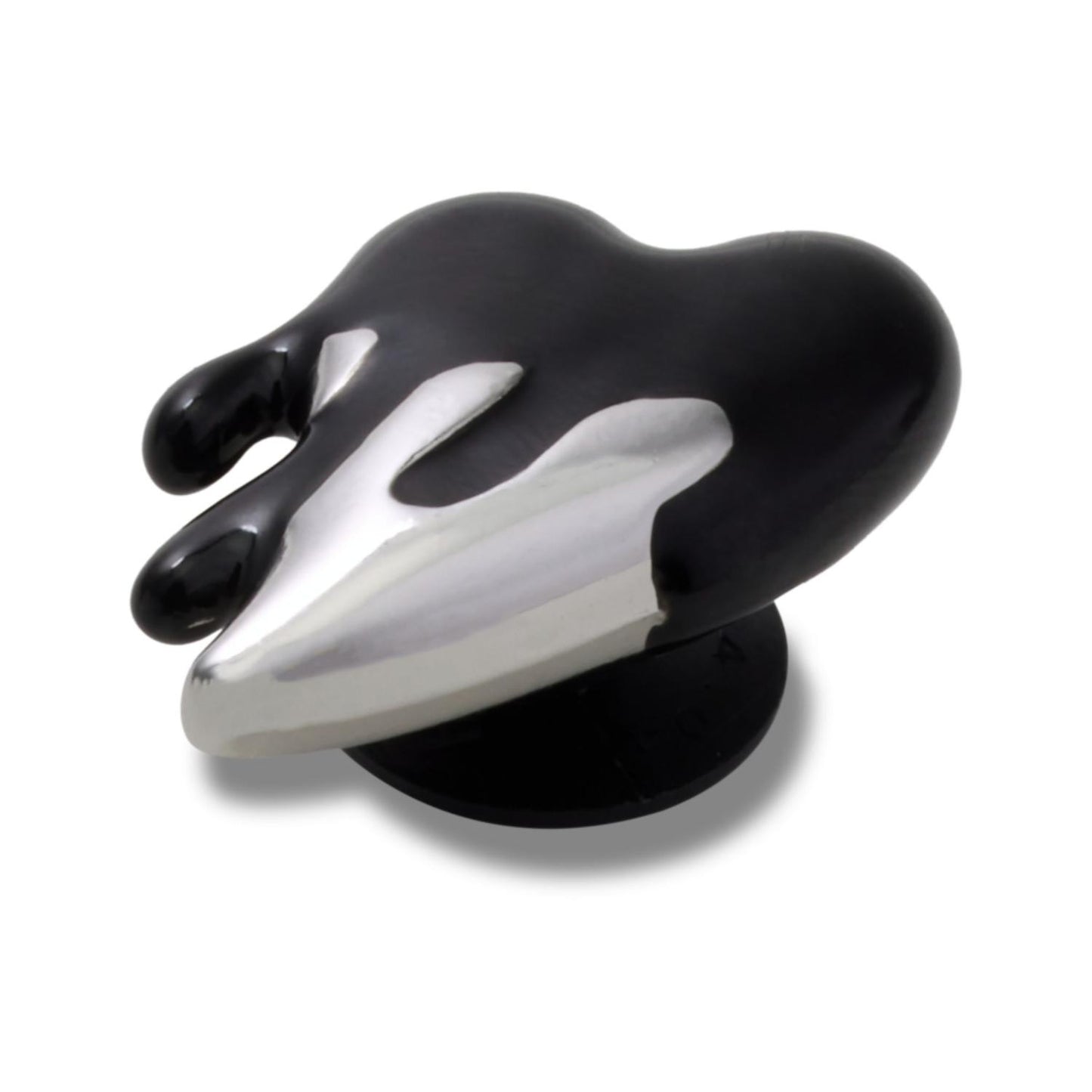 Silver And Black Enamel Heart Jibbitz